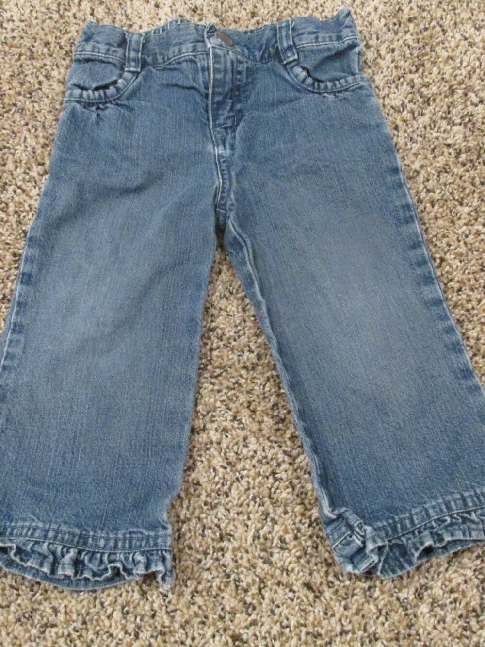 Specialty Baby‎ Zip Up Jeans Toddler Girls 18M Blue Denim Elastic Heart Pants